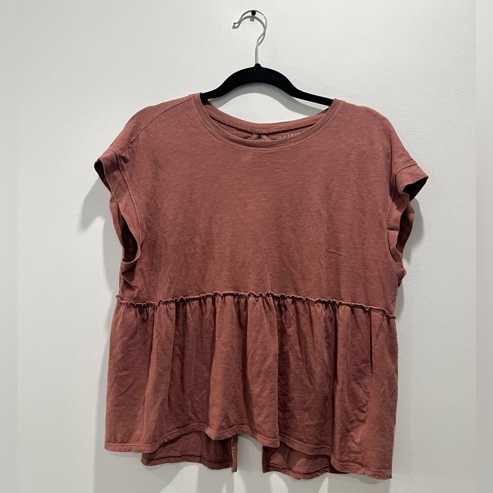 American Eagle Sunchaser Knit Babydoll Swing Mauve Pink Short Sleeve T Shirt XS - Picture 6 of 9